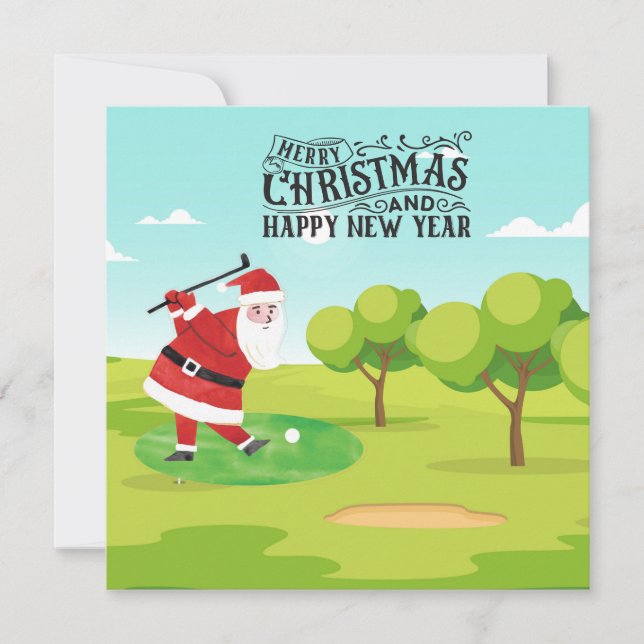 Cartes Pour Fêtes Annuelles Golf Santa Claus pour Noël (Devant)
