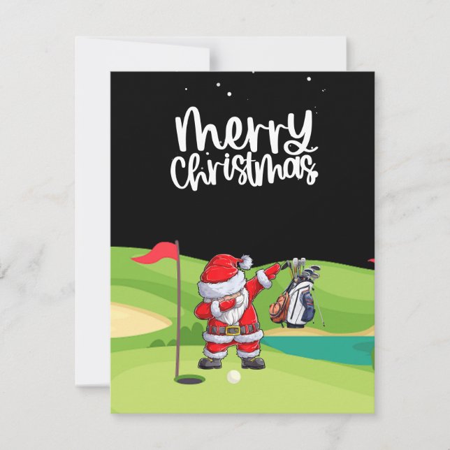 Cartes Pour Fêtes Annuelles Golf Santa Claus sur terrain de golf (Devant)