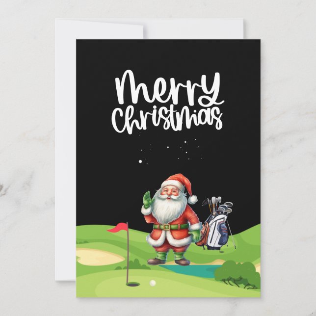 Cartes Pour Fêtes Annuelles Golf Santa Claus sur terrain de golf (Devant)