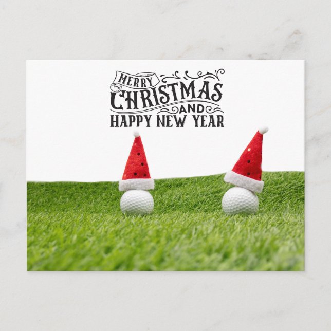 Cartes Pour Fêtes Annuelles Golf Santa Hat golfeur à Noël et Nouvel An (Devant)