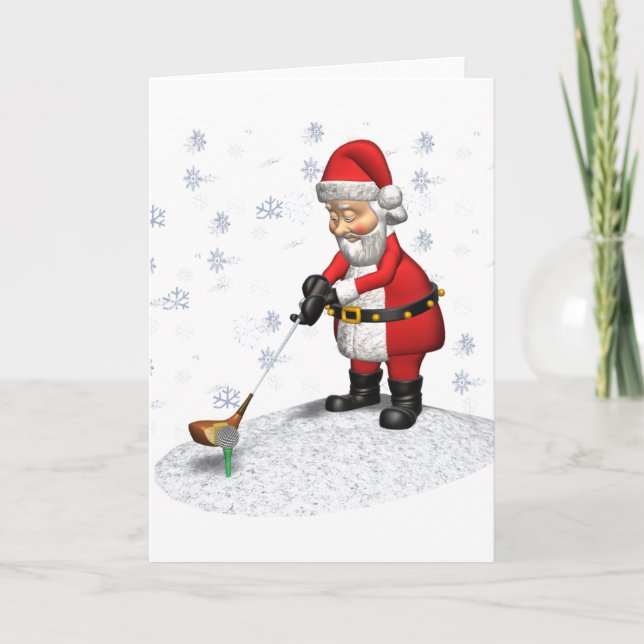 Cartes Pour Fêtes Annuelles golf santa while snowing (Devant)