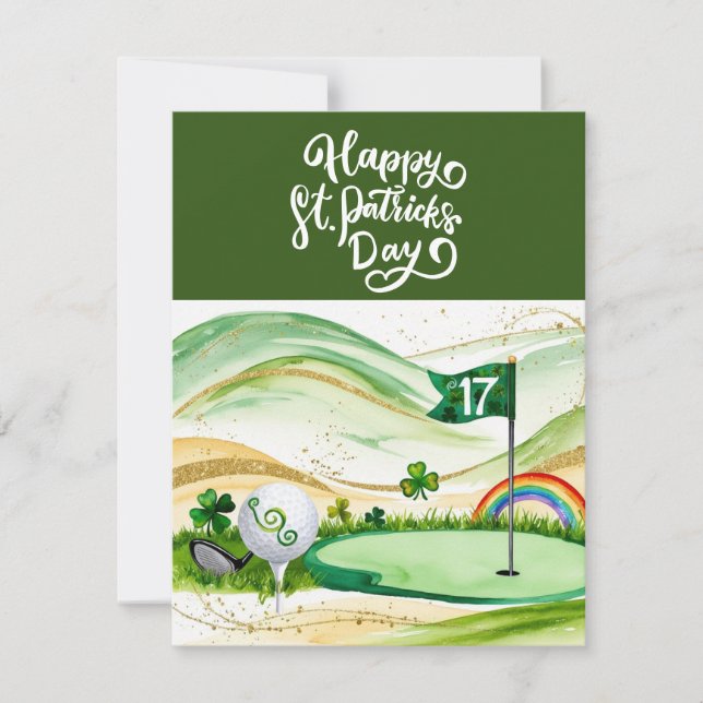 Cartes Pour Fêtes Annuelles Golf St. Patrick’s Day Aquarelle (Devant)