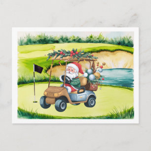 Cartes Pour Fêtes Annuelles Golf sur le thème de Noël avec le Père Noël
