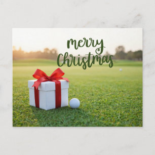 Cartes Pour Fêtes Annuelles Golf sur le thème de Noël sur le vert pour golfeur