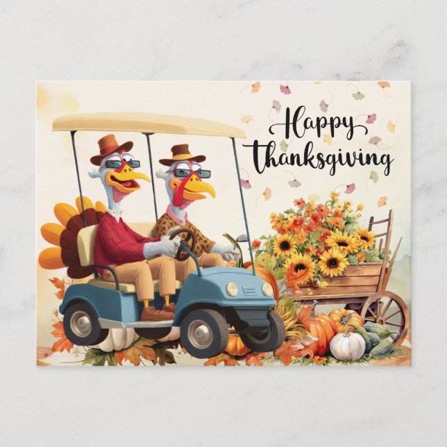 Cartes Pour Fêtes Annuelles Golf Thanksgiving Accueil d'automne pour Golfer (Devant)