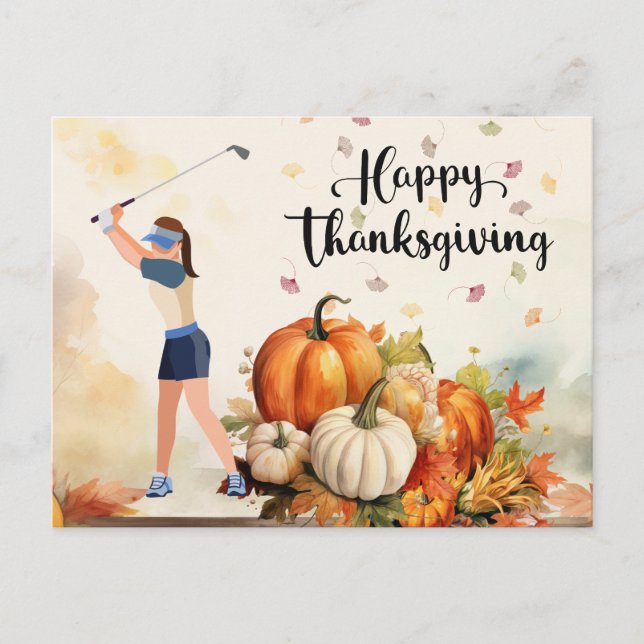 Cartes Pour Fêtes Annuelles Golf Thanksgiving Accueil d'automne pour Golfer (Devant)