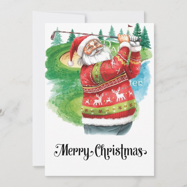 Cartes Pour Fêtes Annuelles Golf Ugly Sweater thème pour golfer Christmas (Devant)
