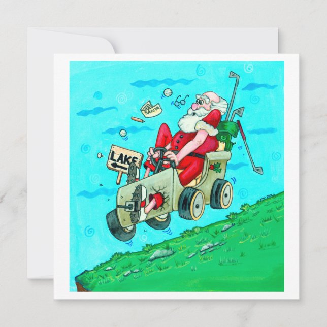 Cartes Pour Fêtes Annuelles Golfcart Père Noël (Devant)