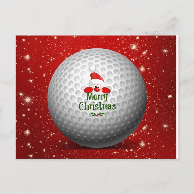 Cartes Pour Fêtes Annuelles Golfer Santa, Merry Christmas (Devant)