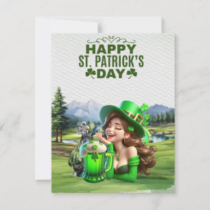 Cartes Pour Fêtes Annuelles Golfeur avec bière et trèfle Saint-Patrick