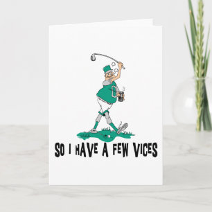 Cartes Pour Fêtes Annuelles Golfeur drôle avec des vices