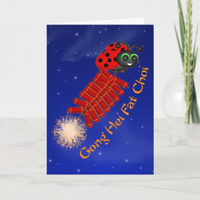 Cartes Pour Fêtes Annuelles Gong Hei Fat Choi Ladybug (Devant)