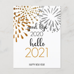 Cartes Pour Fêtes Annuelles Good Bye 2020 Hello 2021 Feu d'artifice