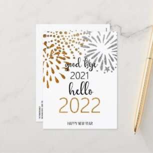 Cartes Pour Fêtes Annuelles Good Bye 2021 Bonjour 2022 Feu d'artifice du Nou