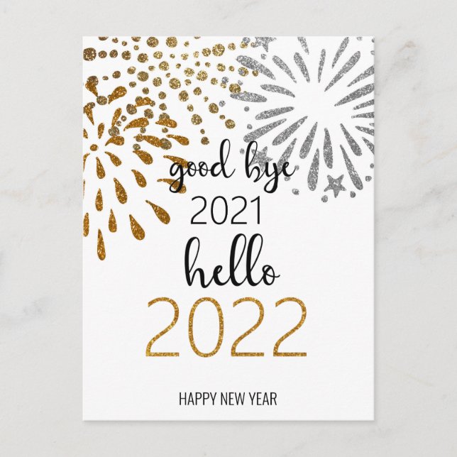 Cartes Pour Fêtes Annuelles Good Bye 2021 Bonjour 2022 | Feu de nouvel an Holi (Devant)