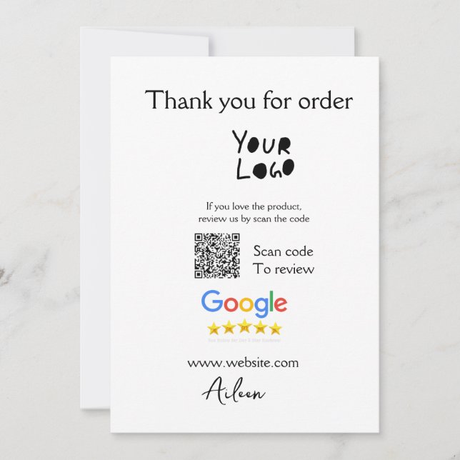 Cartes Pour Fêtes Annuelles Google examen logo entreprise site Web scanner cod (Devant)