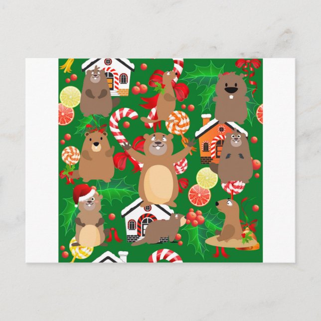 Cartes Pour Fêtes Annuelles Gopher de Noël de père Noël (Devant)