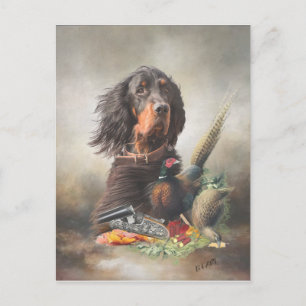 Cartes Pour Fêtes Annuelles Gordon setter avec faisans, Art