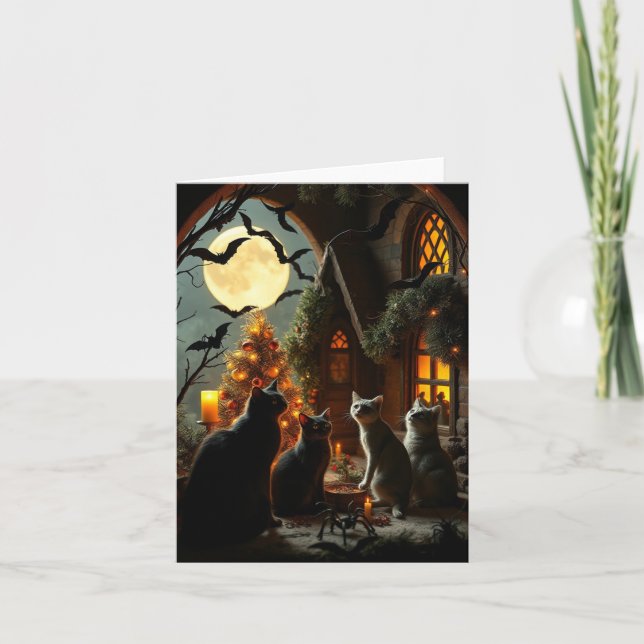 Cartes Pour Fêtes Annuelles Goth Chat Noël (Devant)