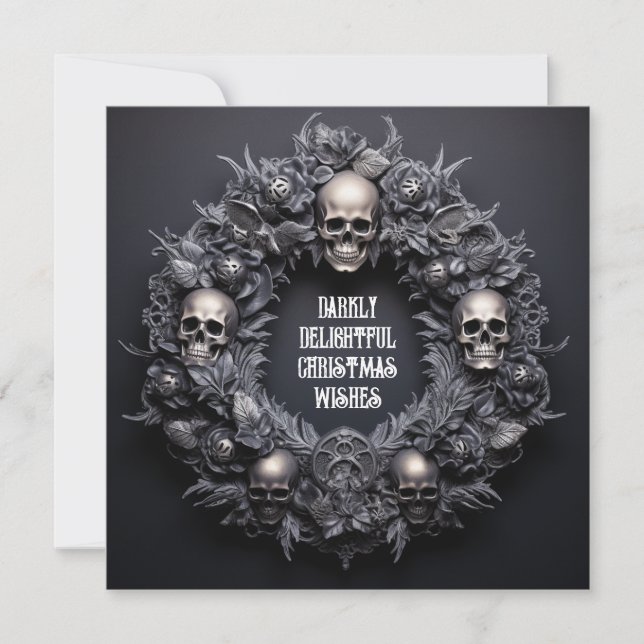 Cartes Pour Fêtes Annuelles Goth Skull Delighish Wreath Xmash Wives (Devant)
