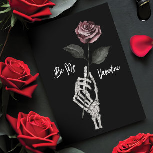 Cartes Pour Fêtes Annuelles Gothic Black Skeleton Hand Rose Valentine's Day