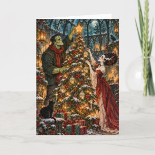 Cartes Pour Fêtes Annuelles Gothic Frankenstein & Bride Creepmas Cadeau de Fêt