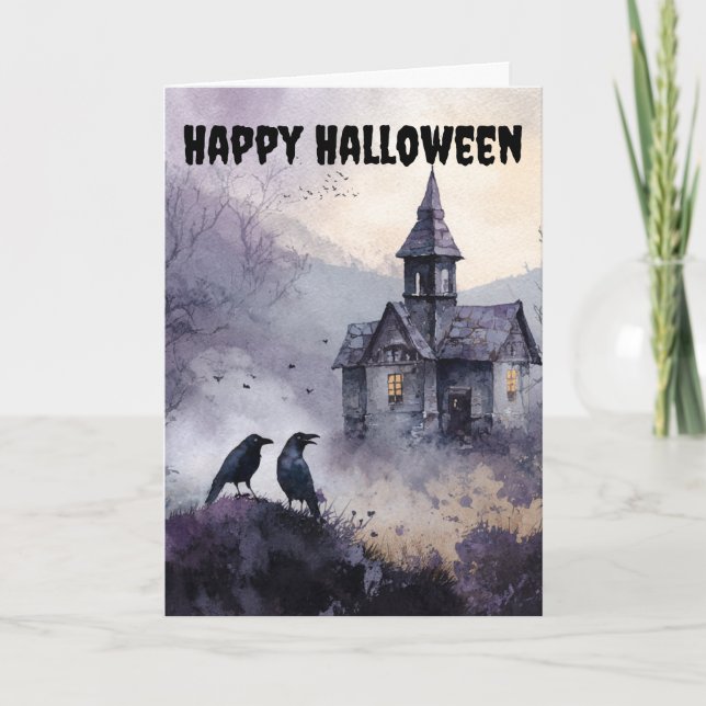Cartes Pour Fêtes Annuelles Gothic Halloween Scene (Devant)