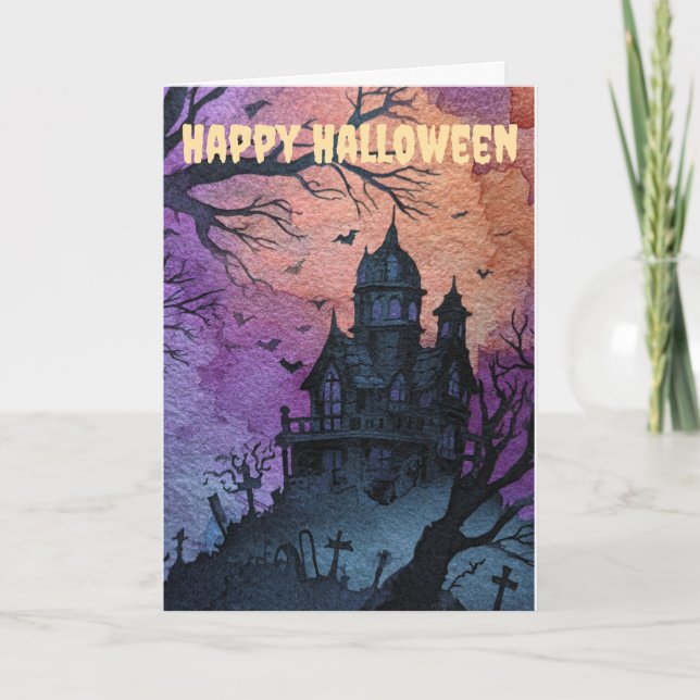 Cartes Pour Fêtes Annuelles Gothic Halloween Scene (Devant)