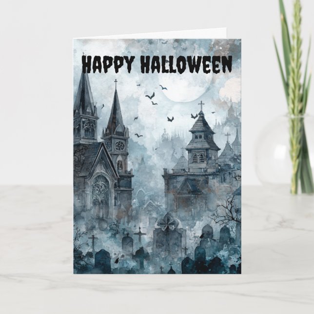 Cartes Pour Fêtes Annuelles Gothic Halloween Scene (Devant)