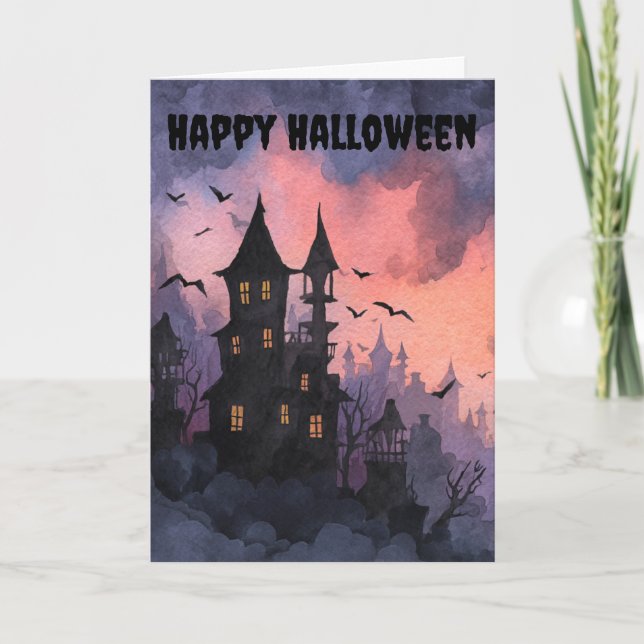 Cartes Pour Fêtes Annuelles Gothic Halloween Scene (Devant)