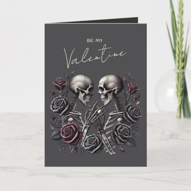 Cartes Pour Fêtes Annuelles Gothic Skeleton Couple Dark Romantic Valentine Hol (Devant)