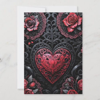Cartes Pour Fêtes Annuelles Gothic Valentine Red & Black Hearts & Roses