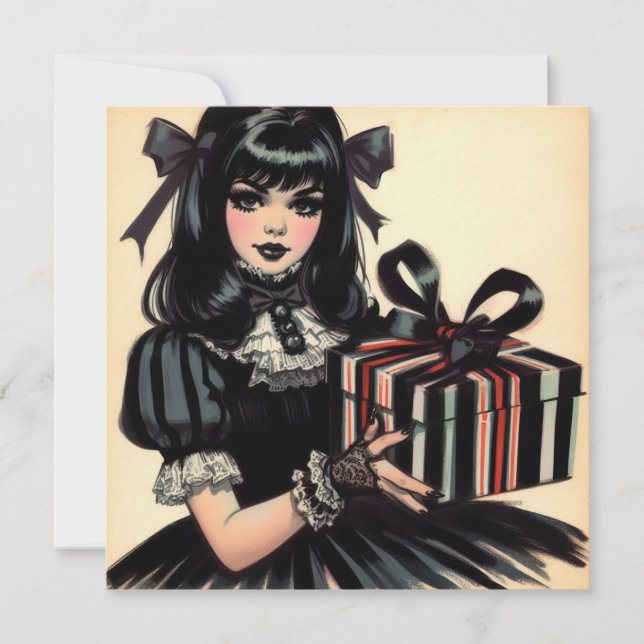 Cartes Pour Fêtes Annuelles Gothique Lolita Éffrayant Goth Noël (Devant)