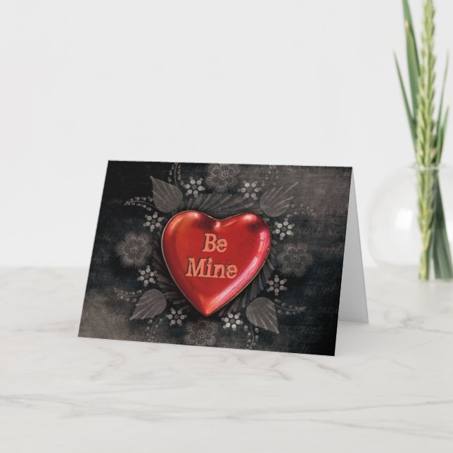 Cartes Pour Fêtes Annuelles Gothique Saint Valentin Coeur rouge à Chalk (Devant)