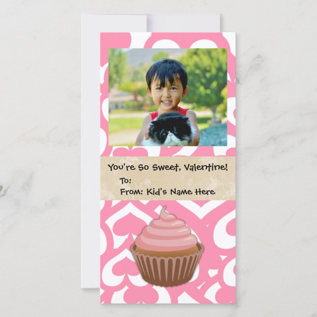 Cartes Pour Fêtes Annuelles Goût de Saint Valentin Cupcake (Devant)