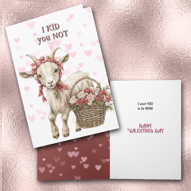Cartes Pour Fêtes Annuelles Goût floral mignon goat Valentine (Créateur téléchargé)