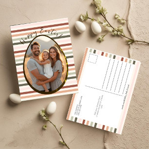 Cartes Pour Fêtes Annuelles Goût rayé moderne avec photo d'oeuf