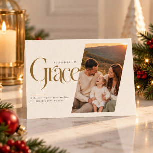 Cartes Pour Fêtes Annuelles Grâce moderne Photo de Noël chrétien religieux
