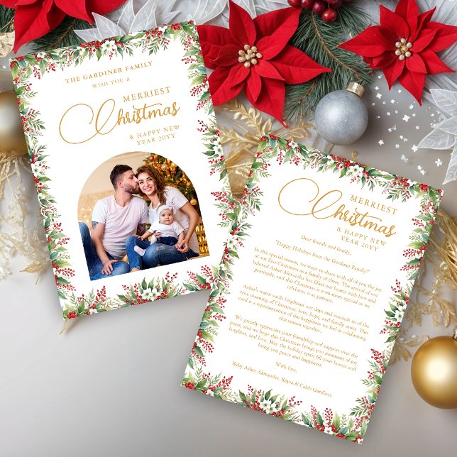 Cartes Pour Fêtes Annuelles Graceful Arch Photo Elegant Calligraphy  (Graceful Dome Arch Photo Elegant Calligraphy Merriest Christmas Holidays Cards. )