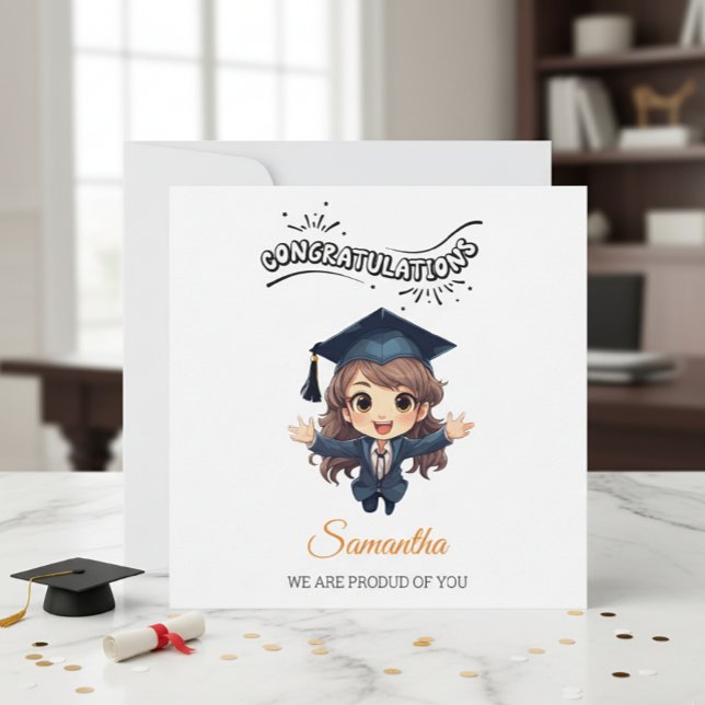 Cartes Pour Fêtes Annuelles Graduation Congratulations Card with Illustration (Créateur téléchargé)
