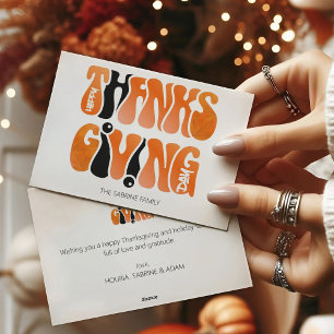 Cartes Pour Fêtes Annuelles Graffiti blanc moderne Thanksgiving automne automn