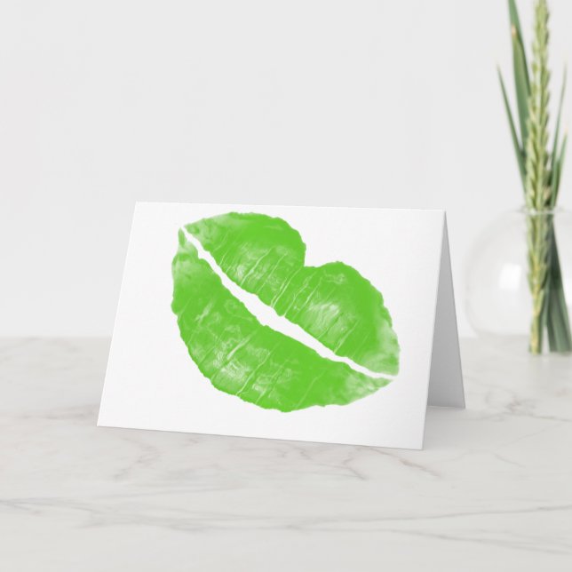 Cartes Pour Fêtes Annuelles Grand bâton à lèvres vert irlandais sur le BG tran (Devant)