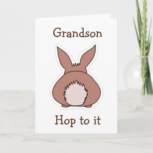 CARTES POUR FÊTES ANNUELLES GRAND BUNNY BUTT EASTER ACCUEILLANT "GRANDSON EAST (Devant)