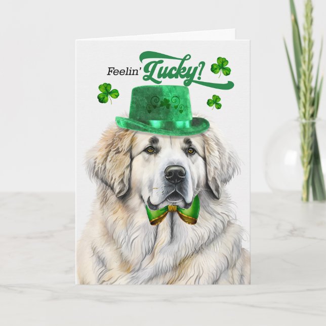 Cartes Pour Fêtes Annuelles Grand Chien des Pyrénées Feelin' Lucky St Patrick' (Devant)