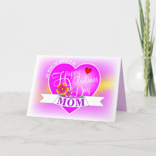 Cartes Pour Fêtes Annuelles Grand Coeur Joyeux Valentines Day MOM sur PINK