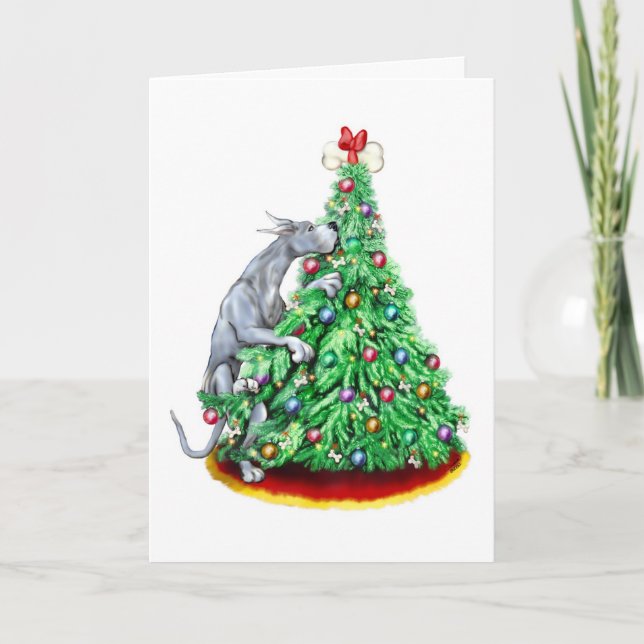 Cartes Pour Fêtes Annuelles Grand Dane Noël Atteindre les objectifs Bleu (Devant)