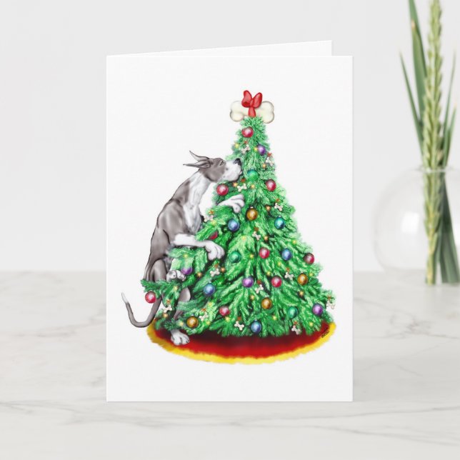 Cartes Pour Fêtes Annuelles Grand Dane Noël atteindre les objectifs Mantle (Devant)