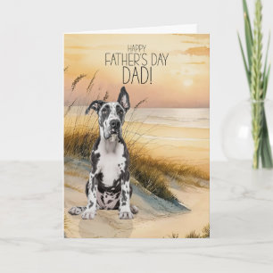 Cartes Pour Fêtes Annuelles Grand Danois Plage Coucher de Soleil Fête des Père