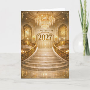 Cartes Pour Fêtes Annuelles Grand Escalier Art Déco Or pour la Nouvelle Année 