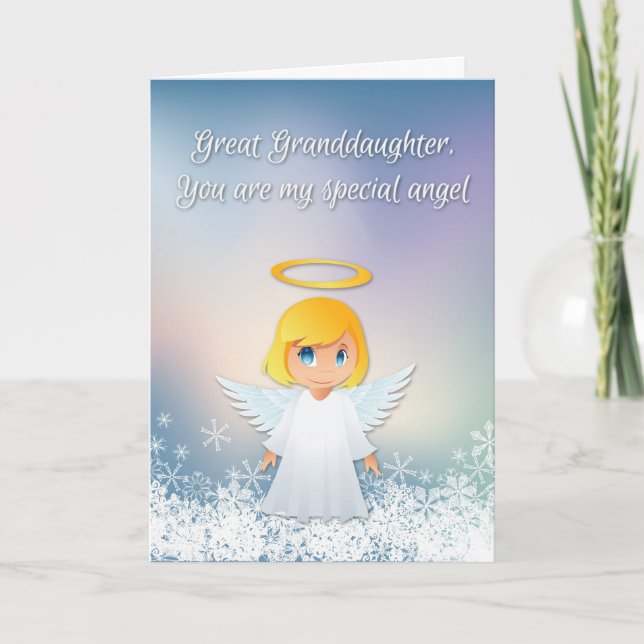 Cartes Pour Fêtes Annuelles Grand-fille Angel, voeux de Noël (Devant)